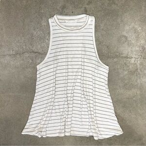 Honey Punch Ivory Striped Mock Neck Sleeveless Top